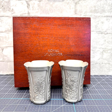 Royal Selangor Pewter Four Seasons Tumbler w/Case ,Pair H-8.5CM